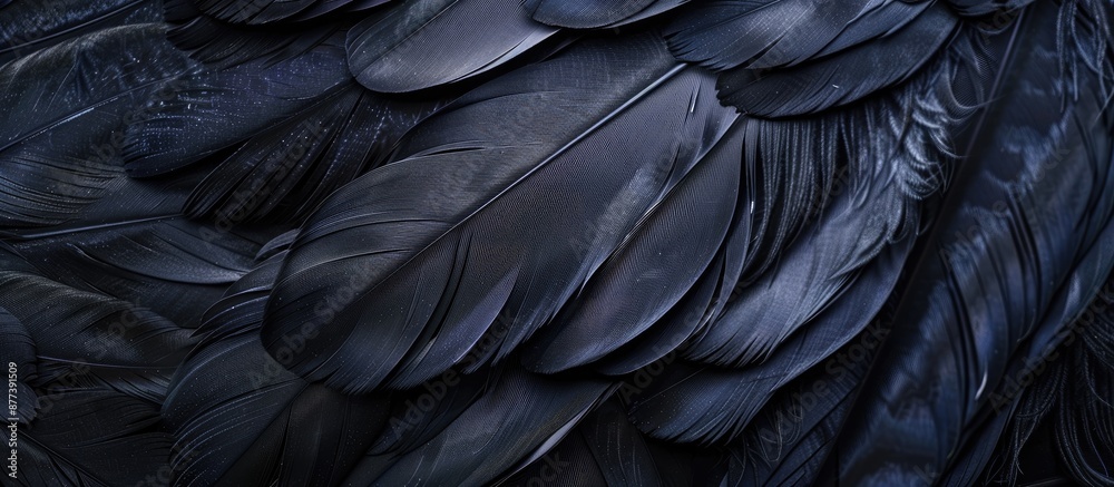 A striking background with a gorgeous black feather texture providing space for an image. Copy space image. Place for adding text and design A striking background with a gorgeous black feather texture providing space for an image. Copy space image. Place for adding text and design