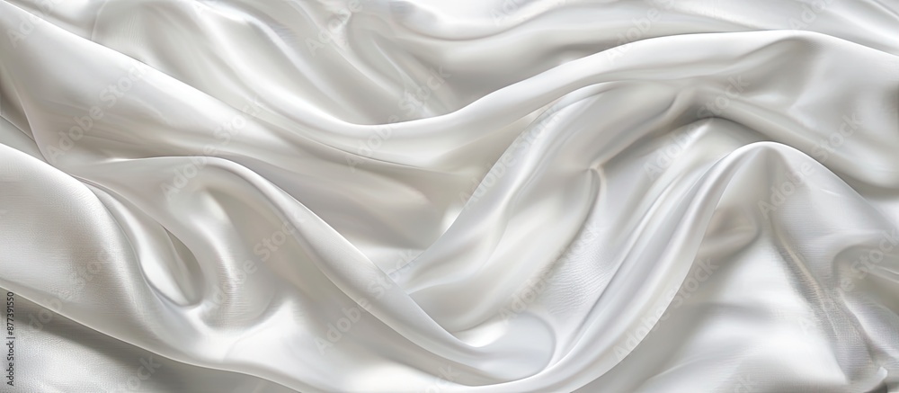 Obraz premium Luxurious white silk or satin fabric with a smooth abstract texture perfect for weddings featuring copy space image