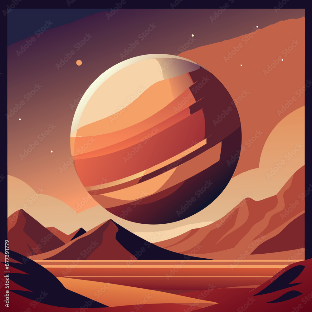 Obraz premium One large planet space, background, minimalism, abstract futuristic poster, and sepia