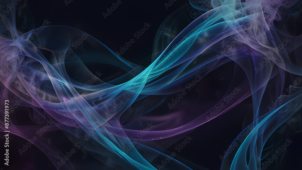 abstract illustration background featuring elegant and flowing smoke swirls in varying shades of blue and purple. abstract illustration background featuring elegant and flowing smoke swirls in varying shades of blue and purple.