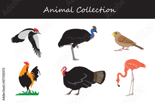 Animals collection. Flat style vector illustration.