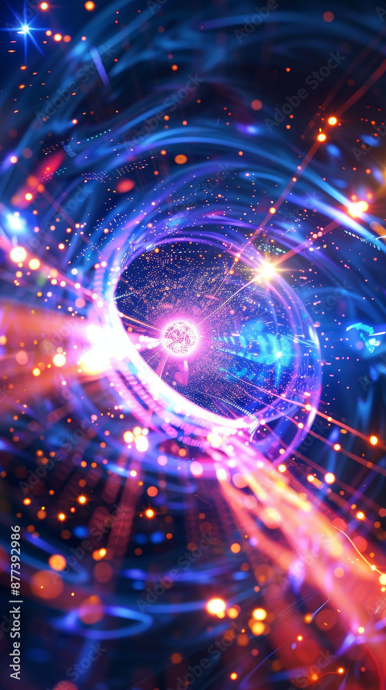 Naklejka premium Futuristic wallpaper blending sci-fi aesthetics, advanced technology, and business innovation for a visionary future