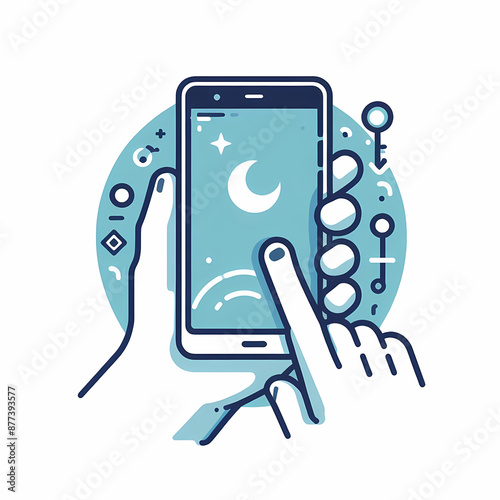 Smart phone in hand vector illustration on white background