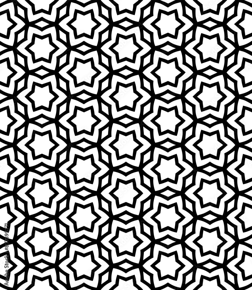 Fototapeta premium Black and white seamless abstract pattern. Background and backdrop. Grayscale ornamental design.