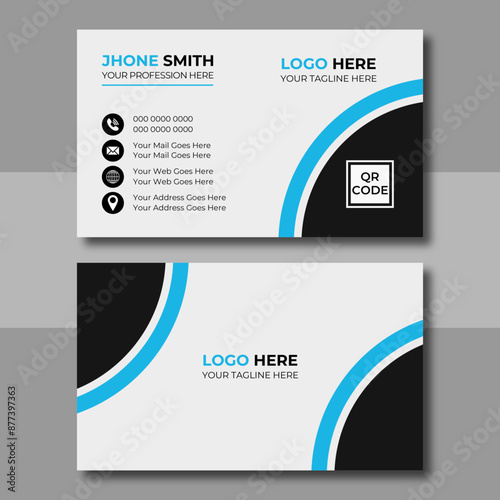 Business card template. Double sided business card design for business and personal use. Vector illustration, print ready 