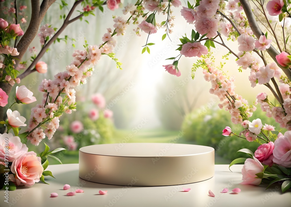 Podium background flowers and 3d beauty stand display Podium background flowers and 3d beauty stand display