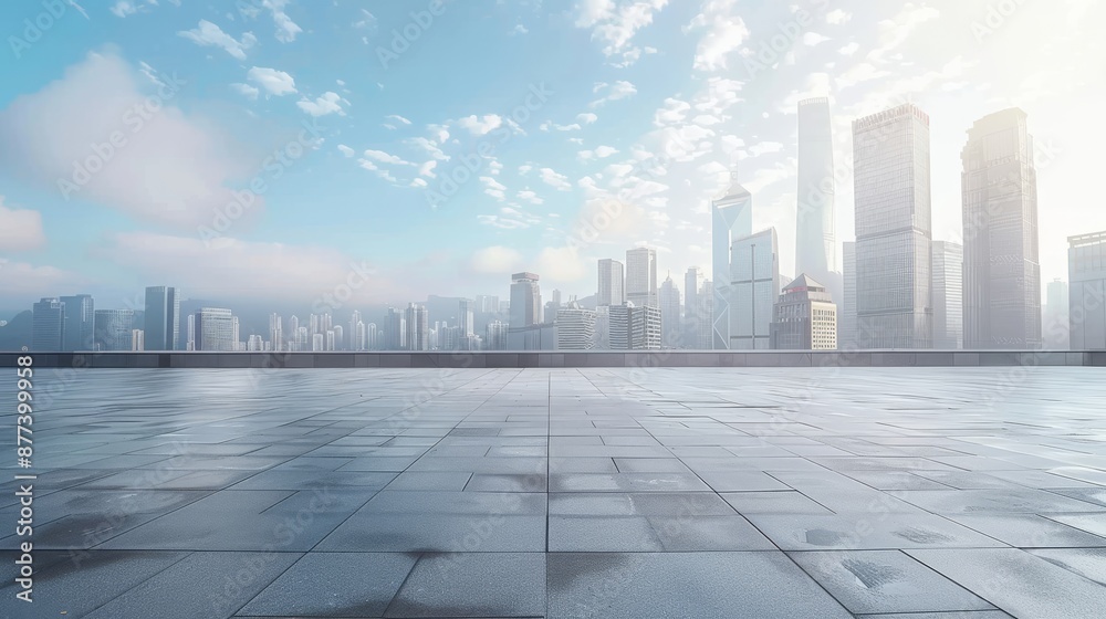 Empty Square Floor and City Skyline with Building Background
Empty Square Floor and City Skyline with Building Background