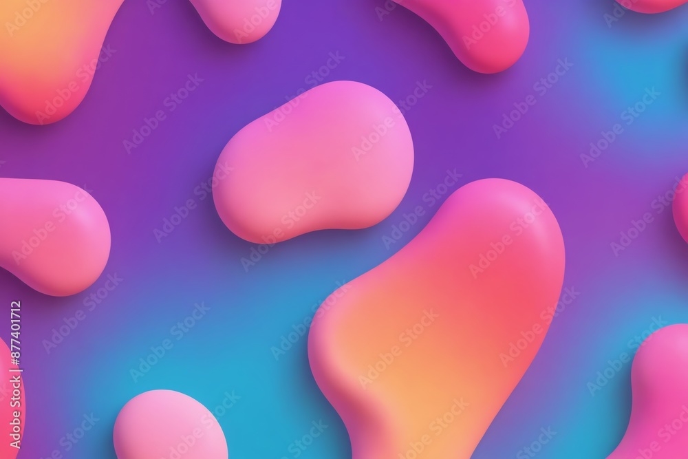 Abstract pink and orange shapes on a vibrant blue and purple gradient background