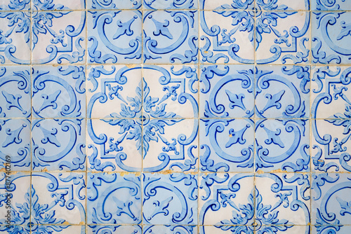 Traditional fancy portuguese decorative tiles azulejos