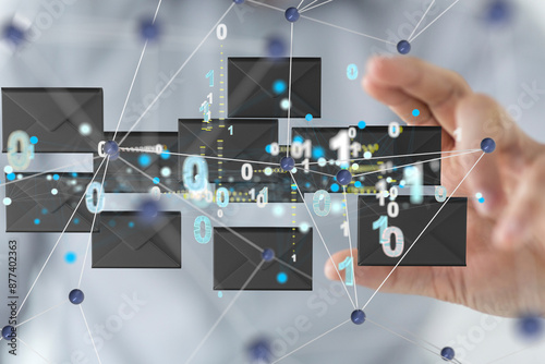3D rendering flying email i...