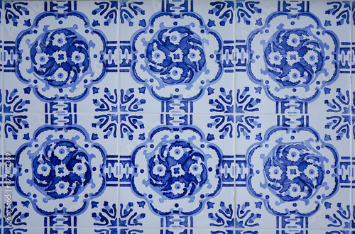 Traditional ornate portuguese decorative tiles, azulejos art