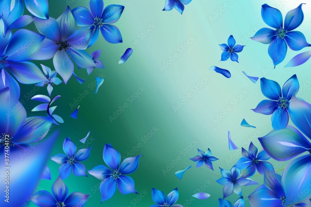 Fototapeta premium Deep blue cornflower field. illustration, design, drawing, postcard