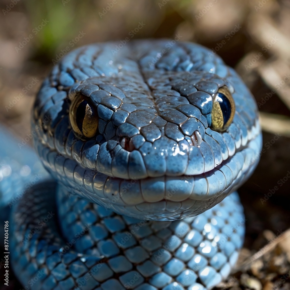 Blue viper snake closeup face Blue viper snake closeup face