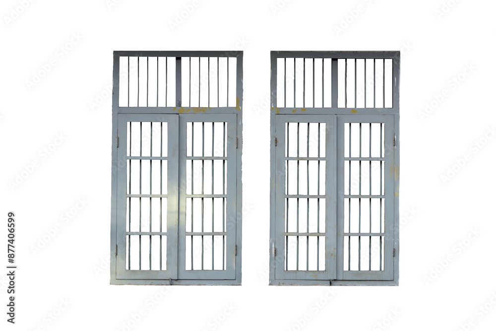 gray wooden window with bars from the Dutch colonial era, perfect for historical, architectural, and cultural projects, highlighting its classic design and heritage value gray wooden window with bars from the Dutch colonial era, perfect for historical, architectural, and cultural projects, highlighting its classic design and heritage value