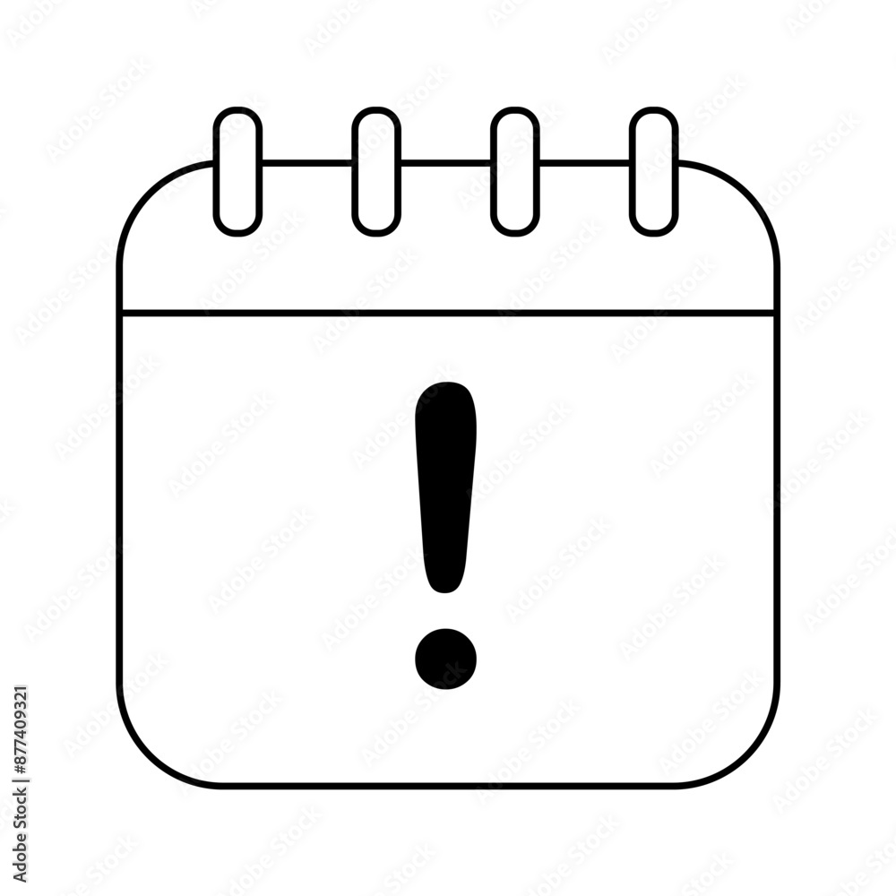 Icon for Important Date or Deadline with Exclamation Mark on Calendar Icon for Important Date or Deadline with Exclamation Mark on Calendar