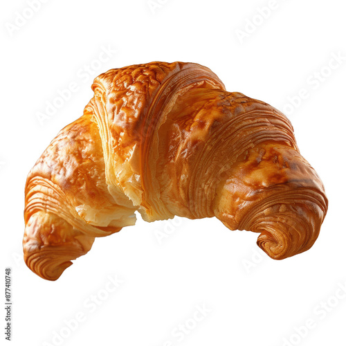 croissant au beurre bien doré tout juste sorti de la boulangerie, détouré sur fond transparent photo