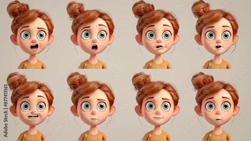 Fototapeta premium Animated Girl Expressions