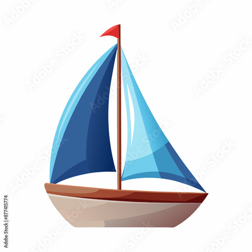 Cute ship with sails, water transport, vector illustration, cartoon nautical style sketch (5)