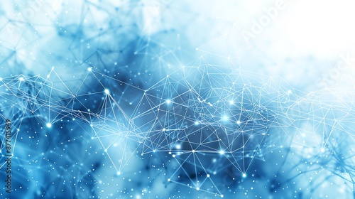 Abstract blue technology background with connecting dots and lines. Network connection structure. Science, technology, and engineering concept.