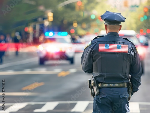 Wallpaper Mural Police Officer in Uniform,  American Flag Patch Torontodigital.ca
