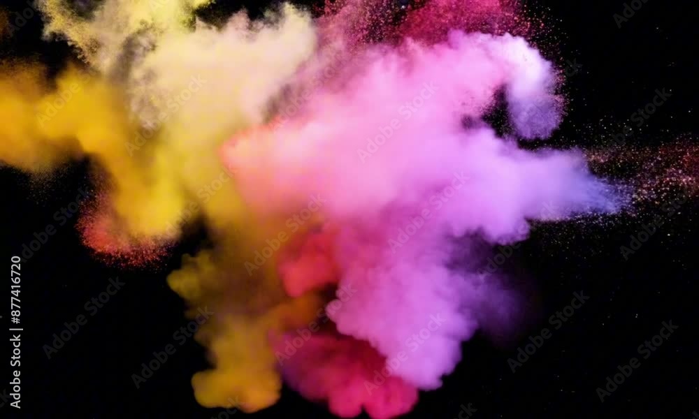colored dust explosion on black background colored dust explosion on black background