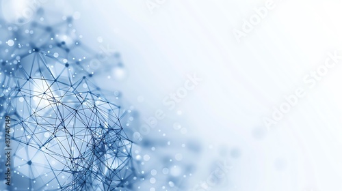 Abstract network connection with dots and lines on a blue background. Concept of technology, digital communication, internet, big data, artificial intelligence