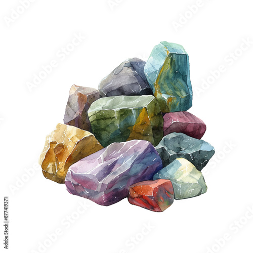 stake of rocks vector illustration in watercolor style