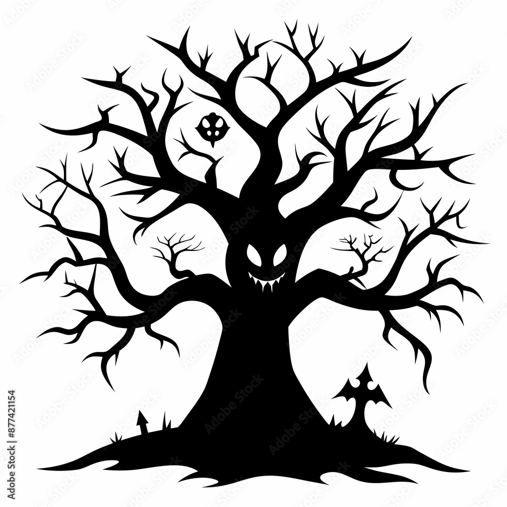 silhouette of a tree,gothic tree for Halloween vector silhouette of a tree,gothic tree for Halloween vector