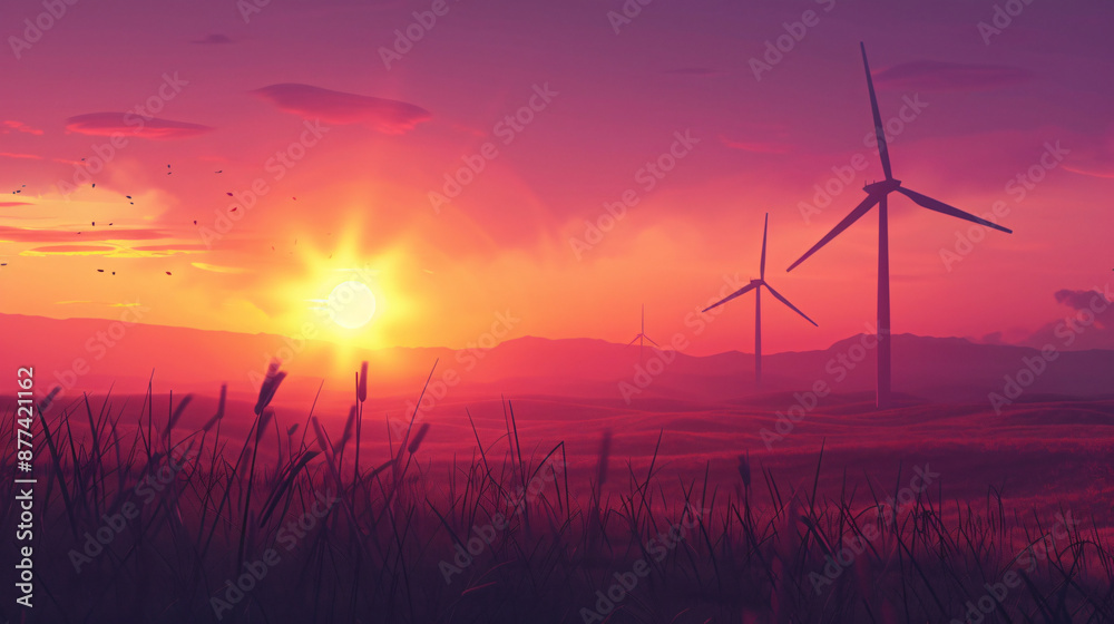Renewable Energy: Wind Turbines at Sunrise Renewable Energy: Wind Turbines at Sunrise