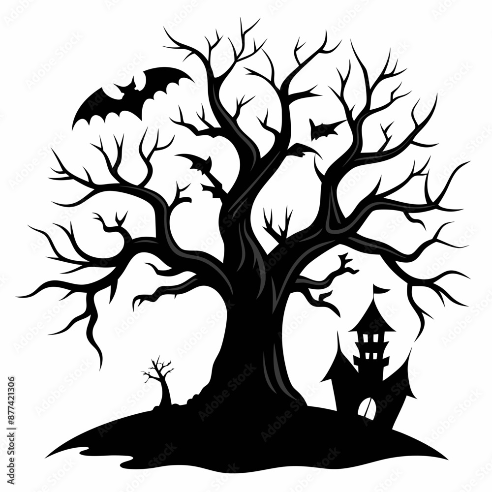 silhouette of a tree,gothic tree for Halloween vector silhouette of a tree,gothic tree for Halloween vector