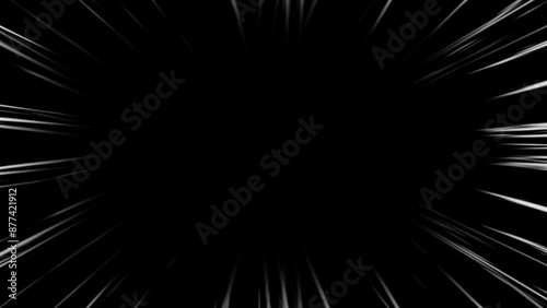 Animation of black anime speed line background. Radial Comics Speed ​​of Light Line. manga speed line zoom	