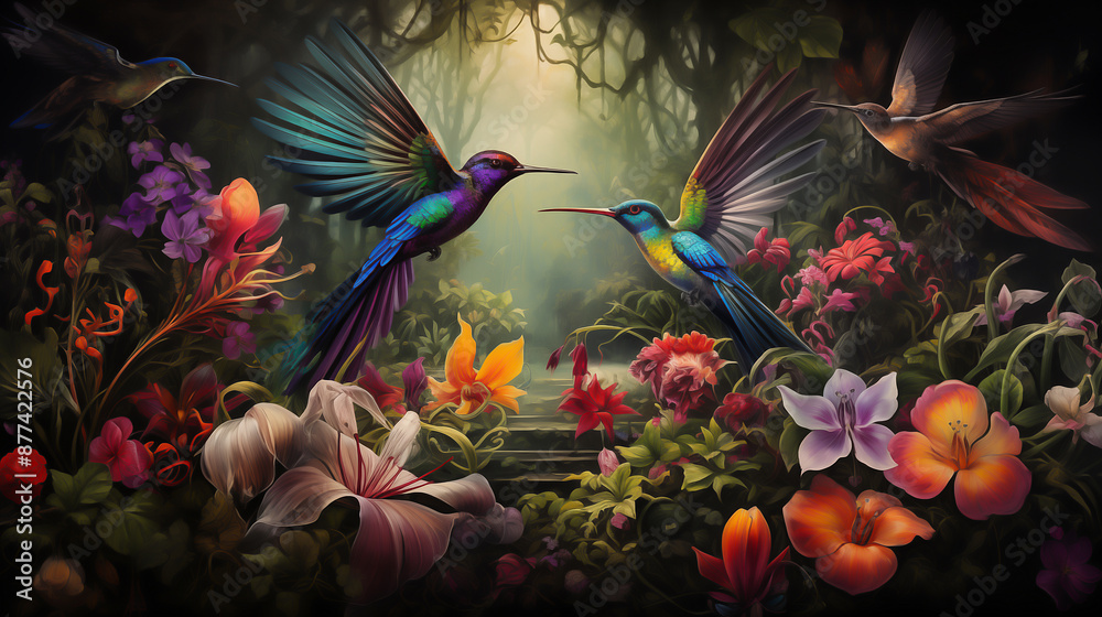 In this surreal setting, animals and plants coexist harmoniously, each contributing to the intricate tapestry of the ecosystem. Birds with wings of iridescent hues soar through the sky In this surreal setting, animals and plants coexist harmoniously, each contributing to the intricate tapestry of the ecosystem. Birds with wings of iridescent hues soar through the sky