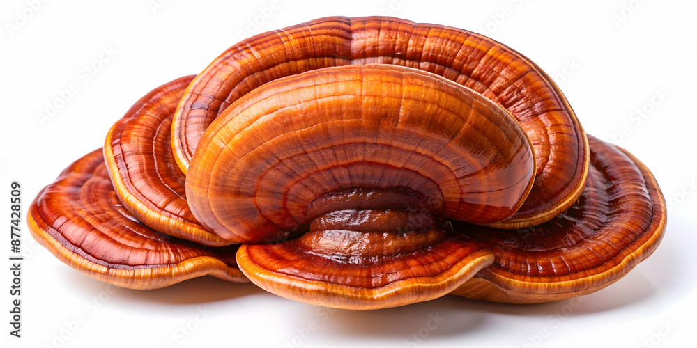 reishi mushroom ganoderma lucidum on white bakground reishi mushroom ganoderma lucidum on white bakground
