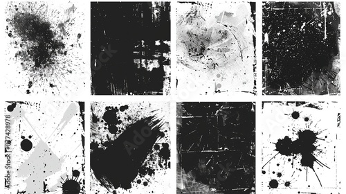 Wallpaper Mural Nine_monochromatic_abstract_grunge-style_splatter_backgroound Torontodigital.ca