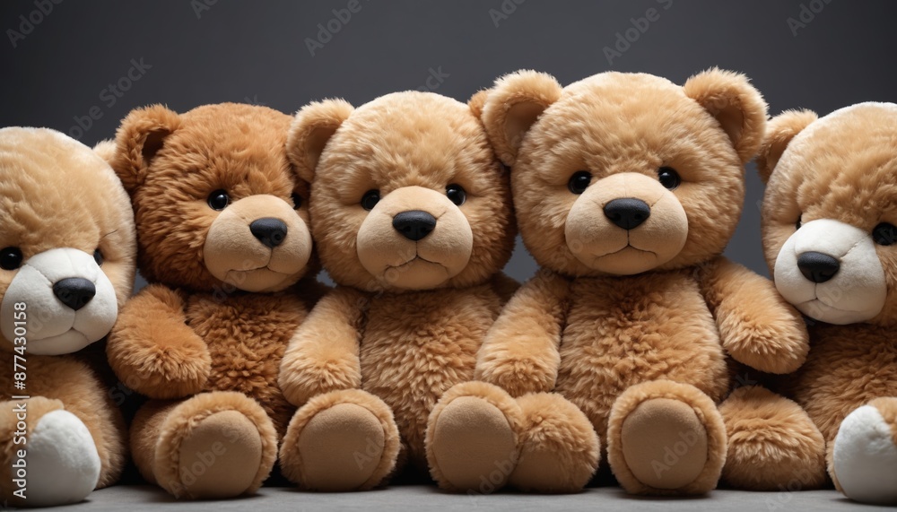 A crowd of plush bears huddle together in a playful gathering A crowd of plush bears huddle together in a playful gathering