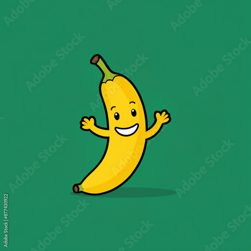 logo vector style icon of a cute cartoon banana on a flat color background