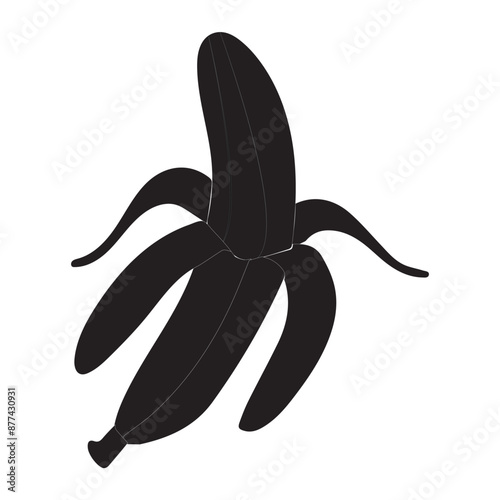 Banana black outline and  silhouette icon design vector illustration