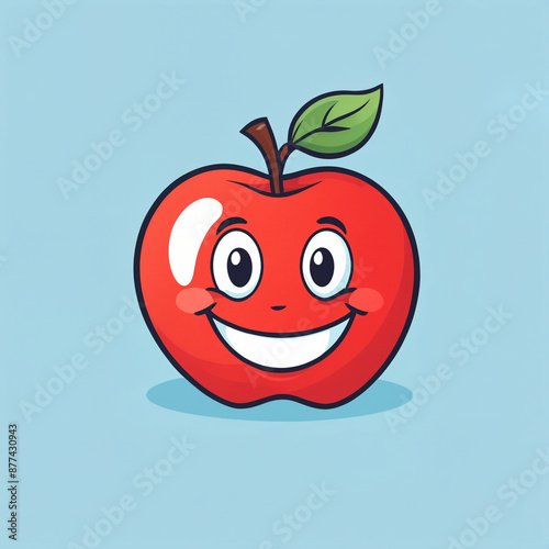 logo vector style icon of a cute cartoon apple on a flat color background