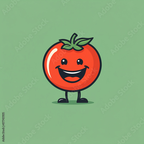 logo vector style icon of a cute cartoon tomato on a flat color background