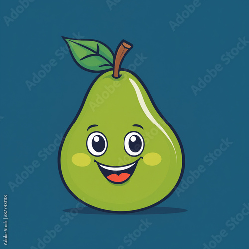 logo vector style icon of a cute cartoon pear on a flat color background
