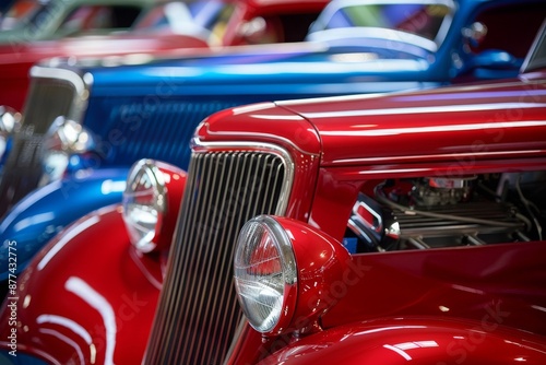 Classic Red Car Close-Up at a Vintage Automobile Show