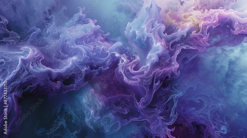 Abstract Purple and Blue Fluid Art with Swirling Patterns, Dreamlike and Mystical Design, Ethereal Background Abstract Purple and Blue Fluid Art with Swirling Patterns, Dreamlike and Mystical Design, Ethereal Background