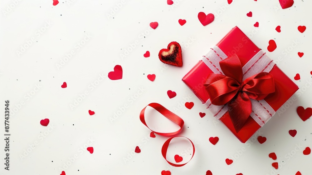 Valentine s Day gift box on white background with copy space