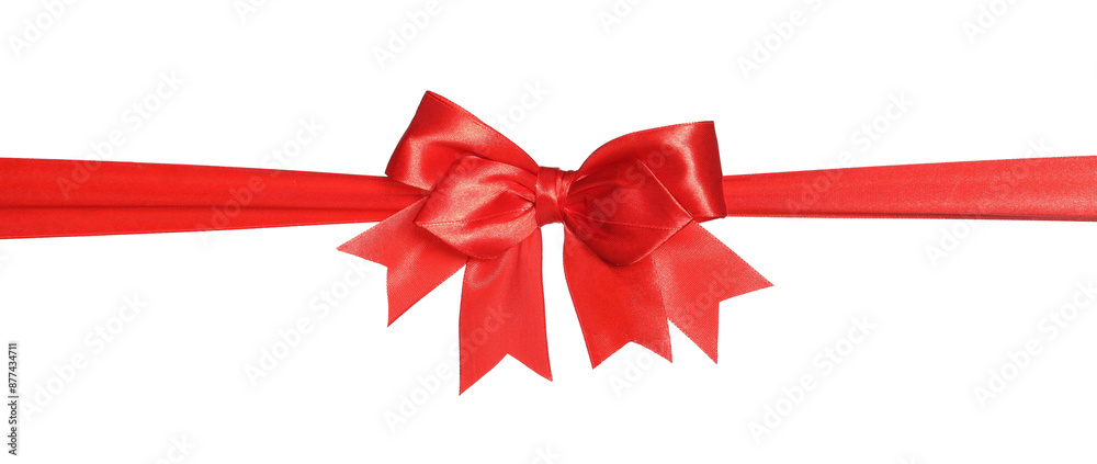 Beautiful red ribbon with bow isolated on white Beautiful red ribbon with bow isolated on white
