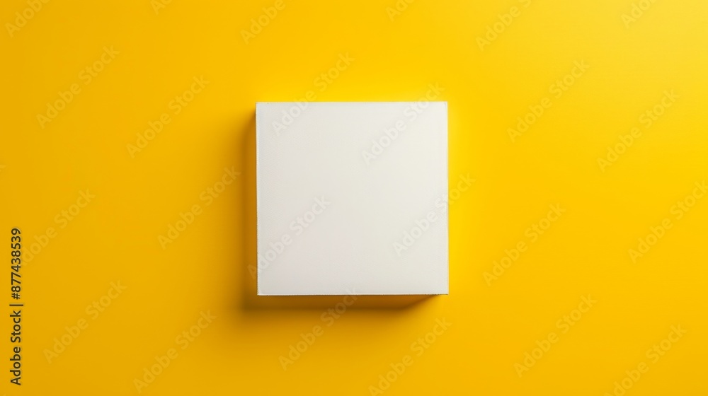 A white blank against a vibrant yellow background