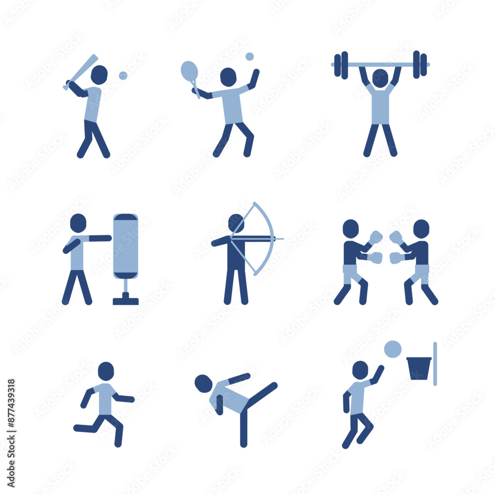 Indoor pictogram sport game athletic set icon. Symbol sign pictograms. Indoor pictogram sport game athletic set icon. Symbol sign pictograms.