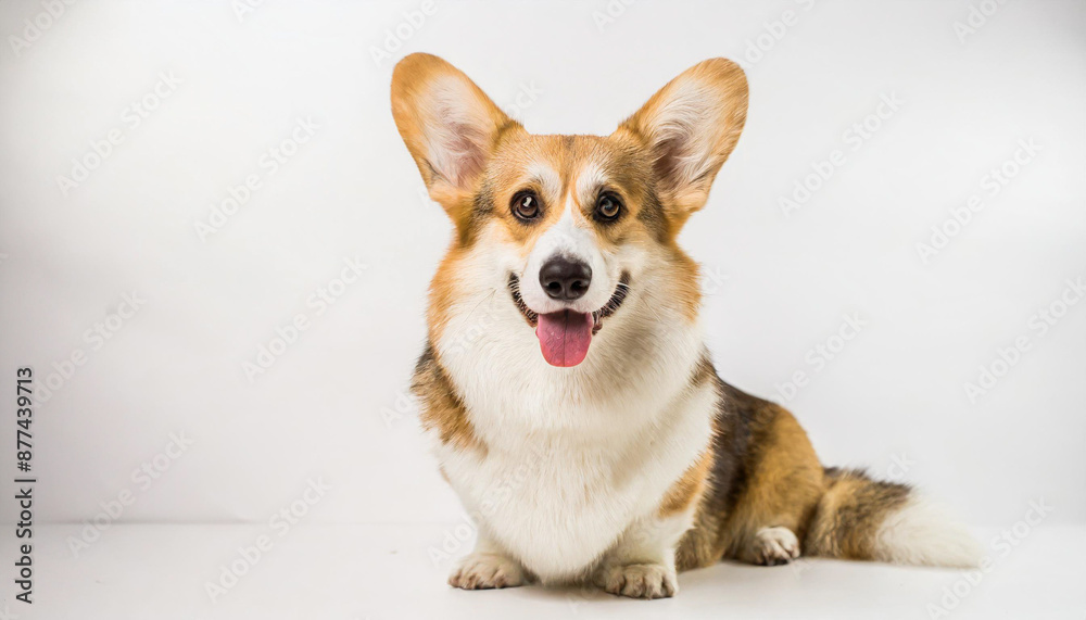 welsh corgi breed dog sitting on a white background welsh corgi breed dog sitting on a white background