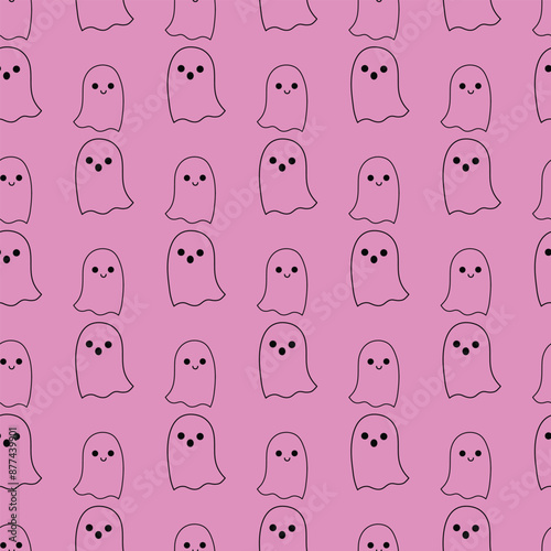 Cute Ghosts Seamless Vector Pattern Design