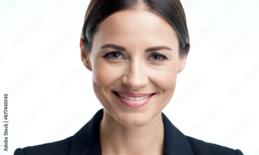 Professional woman transitioning from a neutral to a Confident woman transitions from neutral to warm smile. Ideal for business, presentations, and professional demeanor concepts. Perfect for showcasi Professional woman transitioning from a neutral to a Confident woman transitions from neutral to warm smile. Ideal for business, presentations, and professional demeanor concepts. Perfect for showcasi