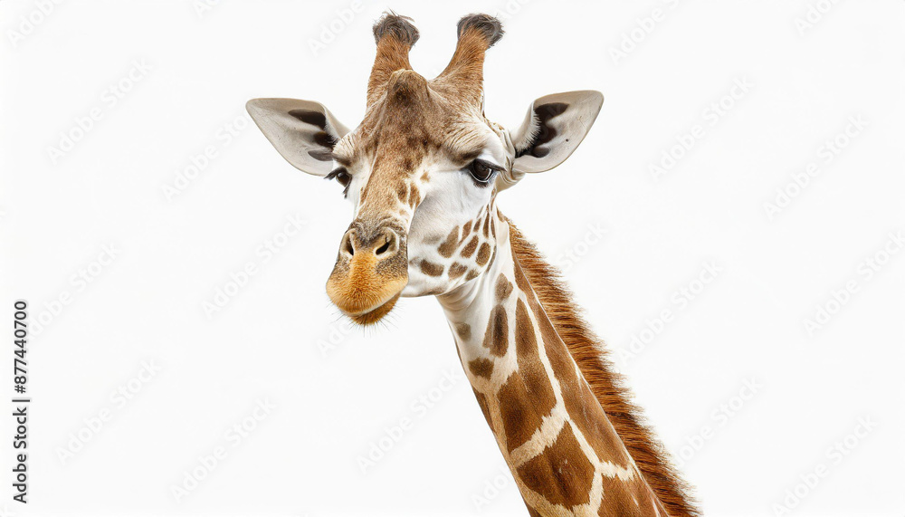 A fun and quirky portrait of a giraffe, upside down, its long neck and curious face presented against a stark white background, a playful twist on wildlife photography A fun and quirky portrait of a giraffe, upside down, its long neck and curious face presented against a stark white background, a playful twist on wildlife photography
